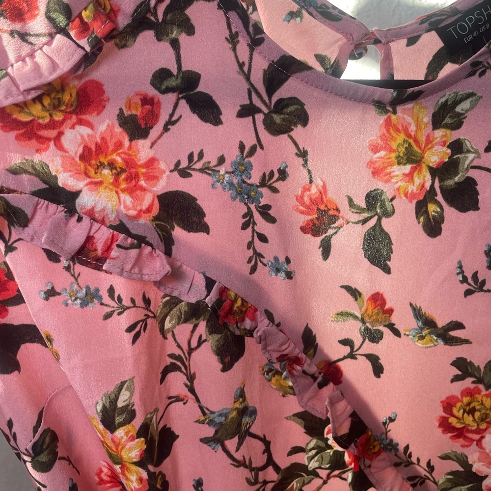 Topshop Pink Floral Midi Dress - Picture 4 of 8